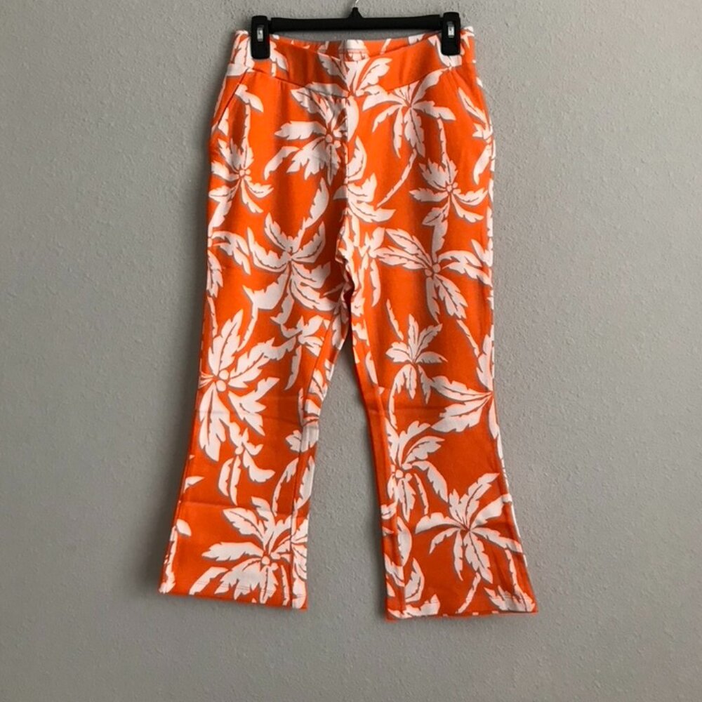 Isaac Mizrahi Petite Stretch Printed Cropped Pants - Orange (Sz) a646293